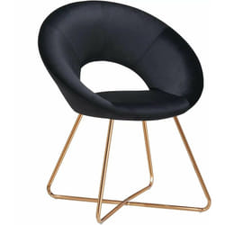 Décoshop26 - Fauteuil chaise lounge design en velours noir pieds en métal doré FAL09117