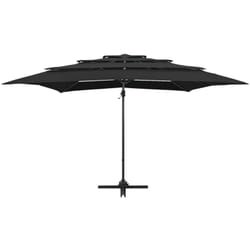 Parasol mobilier de jardin à 4 niveaux avec mât en aluminium 250 x 250 cm noir