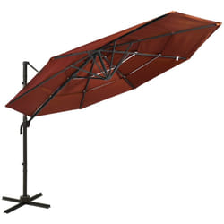 Helloshop26 - Parasol à 4 niveaux avec mât en aluminium 3 x 3 m orange