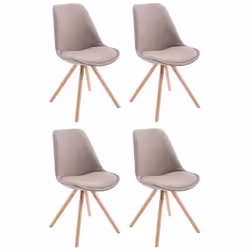 Chaises de salle à manger - Design Scandinave - Taupe - Lot de 4 - Rembourrées - Pieds en bois clair