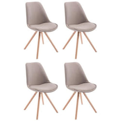Chaises de salle à manger - Design Scandinave - Taupe - Lot de 4 - Rembourrées - Pieds en bois clair