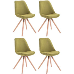 4 chaises de salle à manger style scandinave en tissu vert pieds rond en bois clair CDS10350