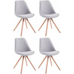 4 chaises de salle à manger style scandinave en tissu gris clair pieds rond en bois clair CDS10349