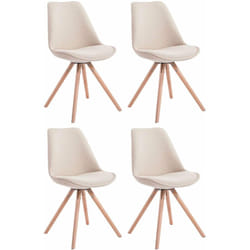 4 chaises de salle à manger style scandinave en tissu crème pieds rond en bois clair CDS10347