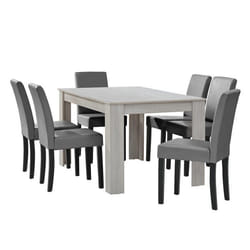 Table de salle à manger - Non spécifié - 140 cm - 6 chaises - Rectangulaire - Blanc et gris