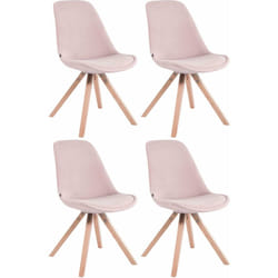 4 chaises de salle à manger style scandinave en velours rose pieds carré en bois CDS10194