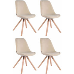 4 chaises de salle à manger style scandinave en velours crème pieds carré en bois CDS10191
