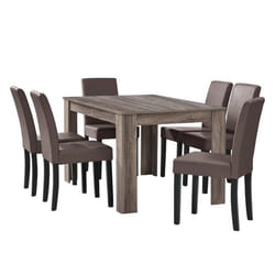 Table à manger - Marron - Rectangulaire - 140 cm - 6 places - Bois massif