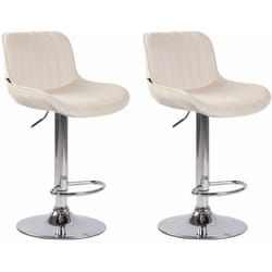 Lot de 2 tabourets de bar moderne confortable réglable en velours crème pied trompette métal TDB10393