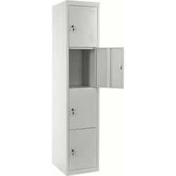 Caisson à tiroirs casier rangement bureau quatre portes verrouillables 180x38x45cm en métal gris 040001650