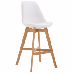 Tabouret de bar - Design Scandinave - Similicuir Blanc - Hauteur 112 cm - Bois de Chêne - Rembourré