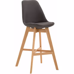Tabouret de bar chaise haute design moderne en tissu gris foncé Le dossier et le repose-pied permettent une posture correcte. ...