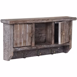 Porte-clés murale avec portes, bois massif certifié FSC marron vieilli style vintage À l'avenir, cette boîte à clés occupera  ...