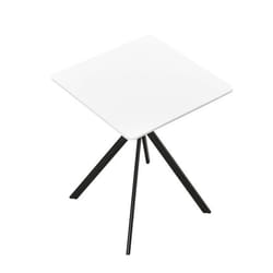 Table salle a manger cuisine pour 2 personnes MDF et metal 60 cm x 60 cm blanc