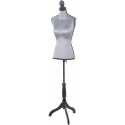 Décoshop26 - Buste de couture féminin sur pieds hauteur régable mannequin femme déco vitrine gris velours 040004289
