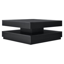 Table basse avec plateau tournant panneau de fibre de bois 76 x 76 cm noir