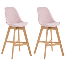 Tabourets de bar - Design moderne - Velours rose - Lot de 2 - Bois massif - Confortable