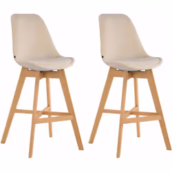 Lot de 2 tabourets de bar chaise haute design moderne en velours crème Le dossier et le repose-pied permettent une posture co ...