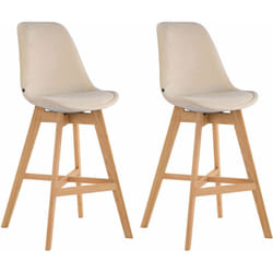Lot de 2 tabourets de bar chaise haute design moderne en velours crème TDB10356