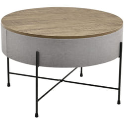 Table basse ronde avec plateau amovible panneaux de particules textile métal 40 x 60 cm bois gris noir