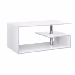 Table basse de salon avec etagere rangement en MDF 90 cm blanc