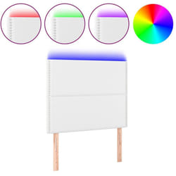 Tête de lit accessoire couchage chambre à coucher meuble à LED 90 x 5 x 118/128 cm synthétique blanc TDL0201921