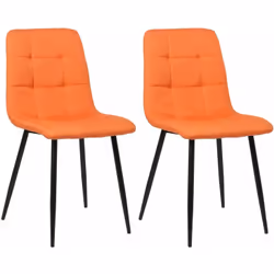 Lot de 2 chaises de salle à manger en tissu orange pieds métal noir mat style moderne Confort, robustesse et design. Généreus ...