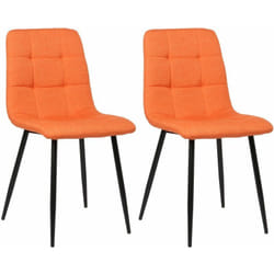 Lot de 2 chaises de salle à manger en tissu orange pieds métal noir mat style moderne CDS101110