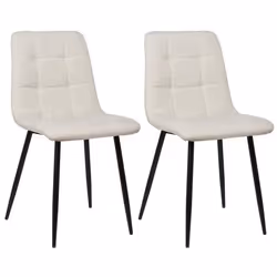 Lot de 2 chaises de salle à manger en tissu crème pieds metal noir mat style moderne