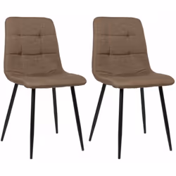 Lot de 2 chaises de salle à manger en tissu marron pieds métal noir mat style moderne Confort, robustesse et design. Généreus ...