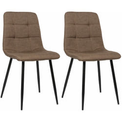 Lot de 2 chaises de salle à manger en tissu marron pieds métal noir mat style moderne CDS101108
