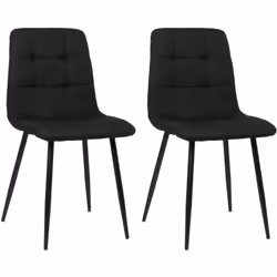 Lot de 2 chaises de salle à manger en tissu noir pieds métal noir mat style moderne Confort, robustesse et design. Généreusem ...