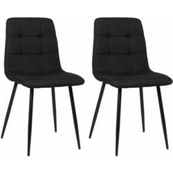 Lot de 2 chaises de salle à manger en tissu noir pieds métal noir mat style moderne CDS101107