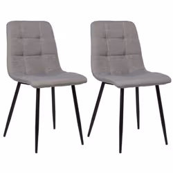 Lot de 2 chaises de salle à manger en tissu gris pieds metal noir mat style moderne