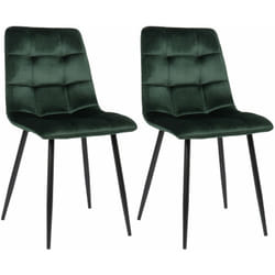 Lot de 2 chaises de salle à manger en velours vert pieds métal noir mat style moderne CDS10100
