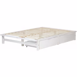 Lit palette en bois massif blanc 140x200 cm avec tiroirs de rangement et sommier à lattes Grâce à sa conception peu encombran ...
