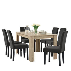 Table de salle a manger (chene ceruse) + 6 chaise de salle a manger en gris fonce 140x90cm