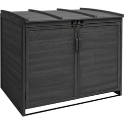 Décoshop26 - Abri de poubelles extérieur conteneurs à ordures jusqu'à 4 bacs en bois anthracite MDJ04172