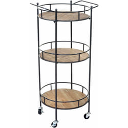 Chariot à roulettes étagères de service bar cuisine en bois de sapin massif vintage 100x50x43cm 040002431