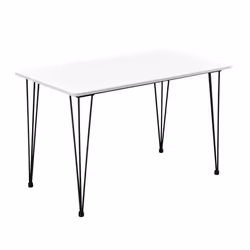 Table de salle a manger cuisine salon pour 4 personnes plateau MDF pieds acier epingle a cheveux 120 x 70 x 75 cm noir e