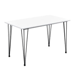 Table de salle a manger cuisine salon pour 4 personnes plateau MDF pieds acier epingle a cheveux 120 x 70 x 75 cm noir e