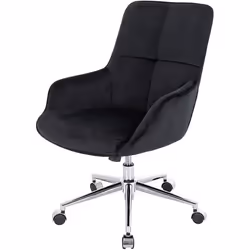 Chaise de bureau - Décoshop26 - BUR04102 - Velours noir - Accoudoirs - Réglable en hauteur