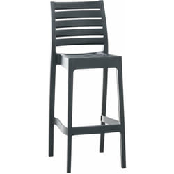 Tabouret de bar pour intérieur ou extérieur en plastique gris foncé empilable avec repose-pieds 10MDJ10230
