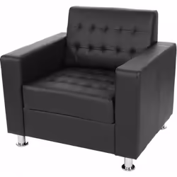 Fauteuil de salle d'attente lounge en synthétique noir pieds en métal Ce fauteuil moderne de style lounge, au design sobre, s ...