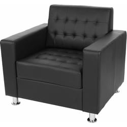 Fauteuil de salle d'attente lounge salon en synthétique noir pieds en métal 040003124