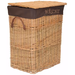 Panier à linge en osier couleur naturelle insert en tissu coffre avec poignées Panier à linge de haute qualité entièrement en ...