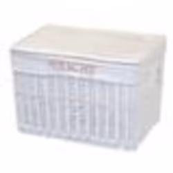 Panier à linge en osier couleur blanc insert en tissu coffre avec poignees