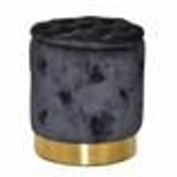 Tabouret pouf - Non spécifié - Repose-pieds - Tissu noir - Base dorée - Espace de rangement
