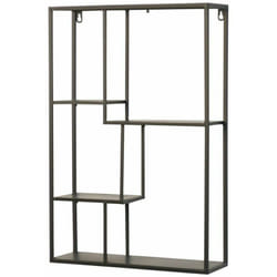 Tagère murale en métal noir 4 étagères forme rectangle 60x40x12 cm ETA05037