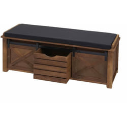 Banc avec compartiments de rangement banquette rembourrée 43x102x33cm bois marron 040001093